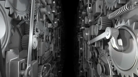 Gears Work - 3D Rendering Stock Footage 103527340