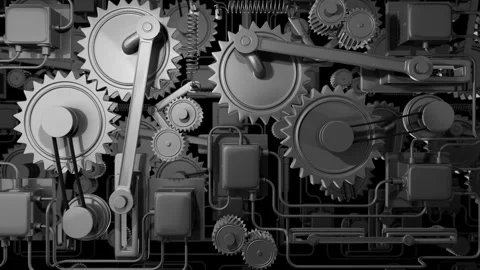 Gears Work - 3D Rendering Stock Footage 104960662