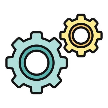 Gears working together symbolizing teamwork and settings options Stock Illustration