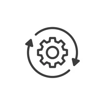 Gear/settings with arrows icon. Reset button icon. Stock Illustration