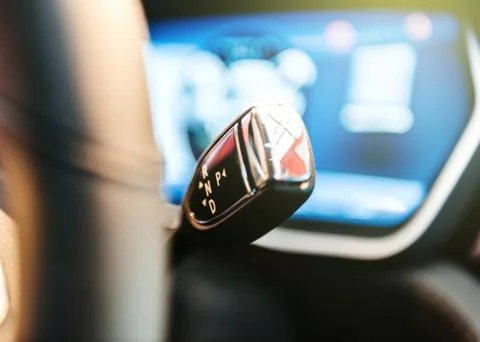 Gearshift box handle on a modern Tesla car Photos
