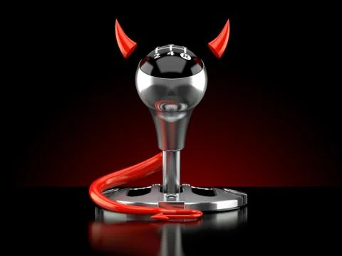 Gearshift with devil horns and tail 스톡 일러스트