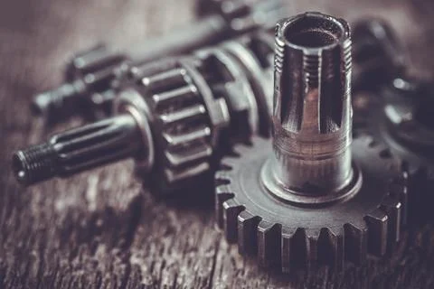 Gearwheel of the old engine Stock Photos