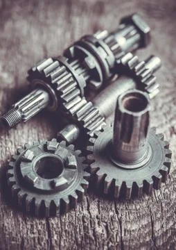 Gearwheel of the old engine Stock Photos