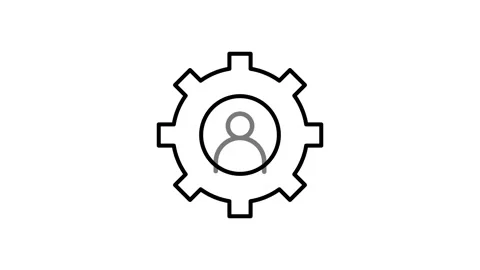 A gearwheel with a person seated inside, symbolizing teamwork and collabora.. Stock Footage 333663155