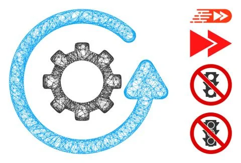 Gearwheel Rotation Direction Web Vector Mesh Illustration Stock Illustration