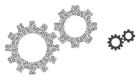Gearwheels Recursion Collage of Self Icons 库存插图