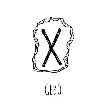 Gebo rune written on a stone. Vector illustration. Isolated on white. Stock Illustration