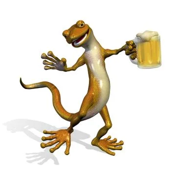 Gecko with Beer Stock Illustration