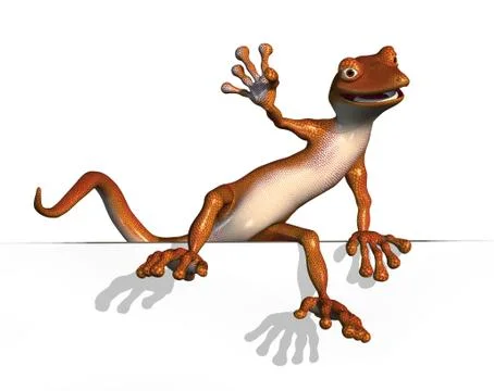 Gecko Climbing onto an Edge Stock Illustration