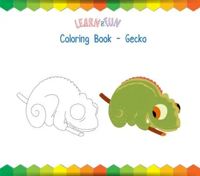Gecko coloring book educational game Stock Illustration