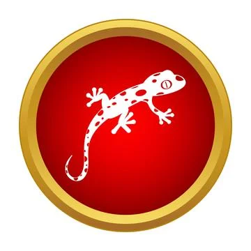 Gecko digital icon on red button with golden frame Stock Illustration