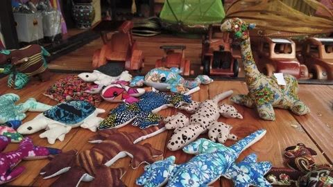 Gecko Mini Doll as Merchandise at Floating Market Lembang, Indonesia Stock Footage 130288866