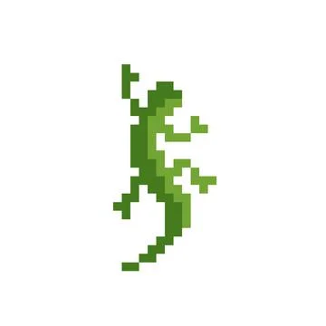 Gecko pixel image. Pixel art vector illustration. Illustrazione stock