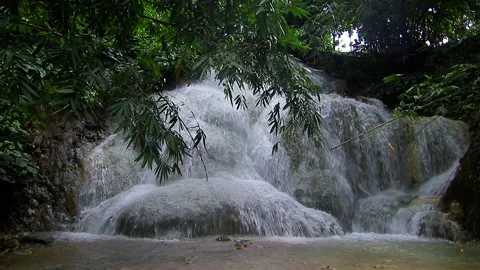 Gedad Waterfall with Wide Shape and Dominated by Limestone Stock Footage 132016273