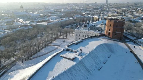 Gediminas Castle Tower in winter Stock Footage 167669280