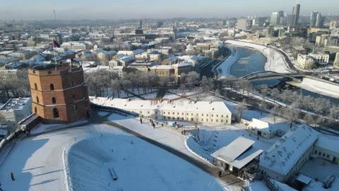 Gediminas Castle Tower in winter Stock Footage 167669557
