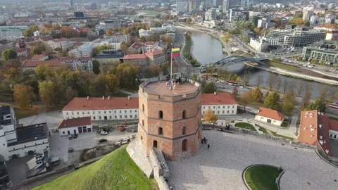 Gediminas Tower, Vilnius, Lithuania Stock Footage 225547811