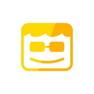 Geek Box Smile Square Shape Yellow Symbol Design Stock Illustration
