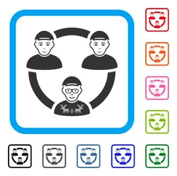 Geek Collaboration Network Framed Glad Icon 库存插图