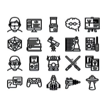 Geek culture and hobbies collection of icons イラスト素材