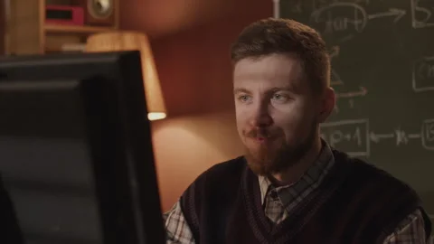 Geek Developing Computer Program at Home Stock Footage 263301778