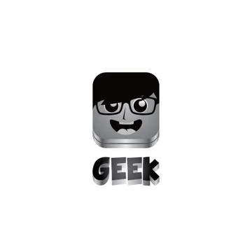 Geek guy avatar portrait Stock Illustration