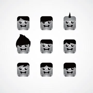 Geek guy avatar portrait set Illustration