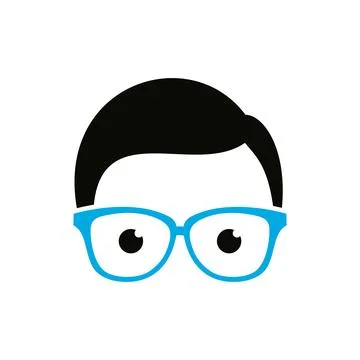 Geek Nerd Face Icon Vector Template Stock Illustration