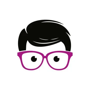 Geek Nerd Face Icon Vector Template Stock Illustration