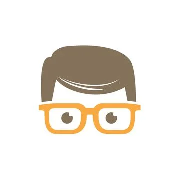 Geek Nerd Face Icon Vector Template Stock Illustration