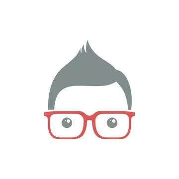 Geek Nerd Face Icon Vector Template Stock Illustration