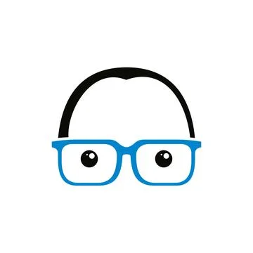 Geek Nerd Face Icon Vector Template Stock Illustration