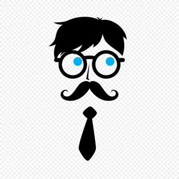 Geek nerd guy with mustache Stock Illustration