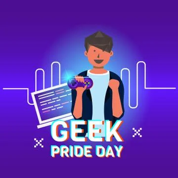 Geek pride day with illustration vector character hand holding joystick desig Stock Illustration