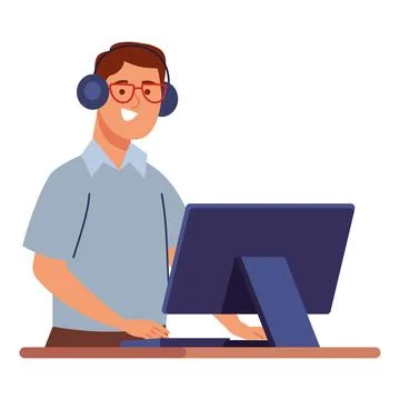 Geek pride day man playing Stock Illustration