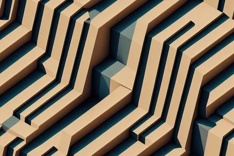 Geeometric seamless pattern squares isometric. 3d Render イラスト素材