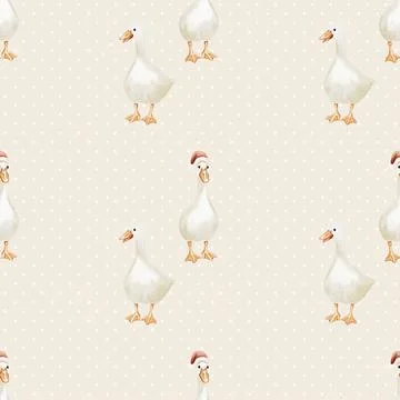 Geese pattern design for textile wrapping in a seamless, watercolor style o.. Stock Illustration