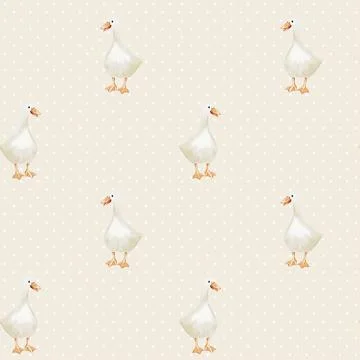 Geese pattern fabric design featuring playful watercolors on a soft backgroun Stock Illustration
