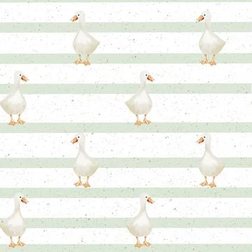 Geese in a playful pattern for textile and wallpaper design with watercolor.. Stock Illustration