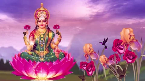 Geeta radha ram Indian goddess on lotus ... | Stock Video | Pond5