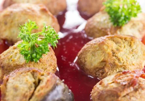 Gefilte fish on a platter Stock Photos