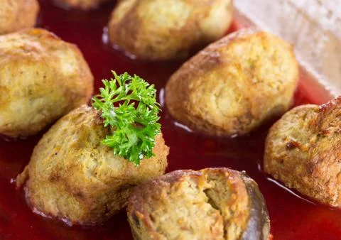 Gefilte fish on a platter Stock Photos