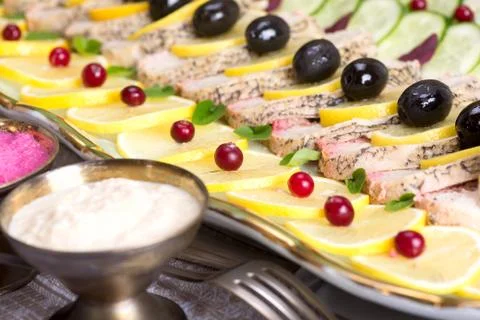 Gefilte fish, stuffed fish, stuffed pike Stock Photos