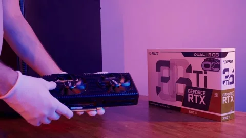 Geforce rtx3060 ti Video Card with Branded package. Minsk, Belarus - April 7 Stock Footage 278620164