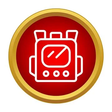 Geiger counter backpack icon on red button Illustrazione stock