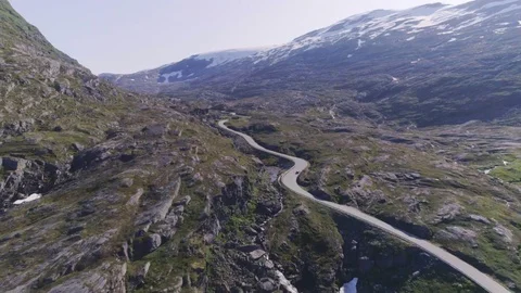 The Geiranger fjord and the surrounding nature landscapes Stock Footage
