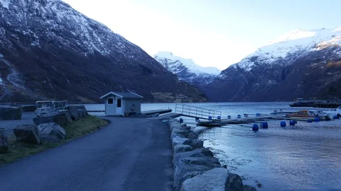 Geiranger sunset in winter 스톡 동영상 126873085