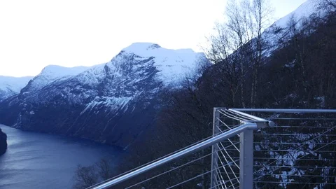 Geiranger sunset in winter 스톡 동영상 126878200
