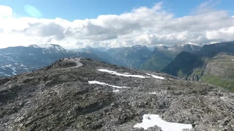 Geiranger valley from high up Stock Footage 201326383